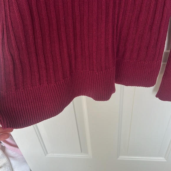 Fall Burgundy Sweater, XL Burgundy Turtle Neck Sweater, Cable knit sweater - Picture 8 of 11